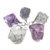 Pendentif Colliers En Gros 12 Pcs / Lot Naturel Irregar Chakra Cristaux Violet Bleu Vert Fluorite Cut Face Pour Les Femmes Fil Enroulé Hea Dhoq7