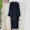 Vêtements ethniques robe de femme musulmane Dubaï turc couleur unie Abaya Khimar ensemble islamique Ramadan caftan avec Hijabs Burqa châle 2 pièces