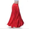 Scene Wear Satin Shining Belly Dance Kjol för kvinna Big Swing Gypsy Spanish Flamenco Dancesuit Costumes Performance Clothing