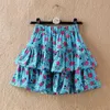 Rokken zomer zoete meiden roze bloemen korte rok dames met hoge taille geprinte chiffon cake rokken vintage bloemenprint rokken femme 230519