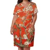 Sukienki w dużych rozmiarach Vincent van gogh sukienka v szyja czerwone kwiaty migdałów urocze ubiórka streetwearu swobodny z kieszeniami rozmiar 4xl 230519