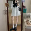 基本的なカジュアルドレスHouzhou White Dress Women Kawaii Bow Mini Dresses Summer Preppy Styleかわいいハラジュクヴィンテージ衣装特大のストリートウェア230519