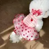 فستان الفراولة ملابس الكلاب لملابس الحيوانات الأليفة الصيفية يتنورة تنورة ملابس القطط جرو طباعة منتجات شبكية لطيفة