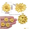 Collares pendientes 60 Unids Colgantes de Girasol Antiguos Encantos Aleación Vintage Flor Cuelga Para Diy Collar Pulsera Fabricación de Joyas Gota D Dhfi5