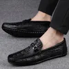 Dress Shoes Italian Handmade Shoes Genuine Leather Black Formal Shoes Casual Loafers Men's Pattern Fashion Check Moccasins Shoes 230518