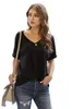 Black Plain Short Sleeve Twist -Tee 2023 Hot New J5HK#