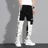 Mens Pants Streetwear Spring Casual Cotton Harem Ribbons joggers Men Patchwork Fashion Ankle Length Jogger for Boys 230519