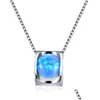 Подвесные ожерелья Bamos Fashion Женский цвет Sier Color синий/белый круглый опал ожерелье для женского подарка для женщин.