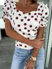 Women's Blouses Elegant Office Lady Puff Sleeve Shirt Blouse Casual Square Collar Print Women Sexy Backless Floral Slim Top Femme