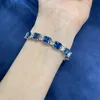 Princess Cut Sapphire Diamond Banglelet Bracelet 100% Real 925 Pulseiras de casamento de prata esterlina para homens jóias de noivado de homens