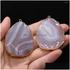 Pendant Necklaces Natural Stone Oval Shape Gilt Edge Grey Agate Charms For Diy Bracelets Jewelry Making Accessories Size 40X55Mm Dro Dhb0E