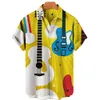 Chemises décontractées pour hommes Chemises d'été pour hommes Chemises hawaïennes pour hommes Vêtements Mode Musique Guitare Imprimé Tops Tee Casual Blouses surdimensionnées Beach Camisa 230519