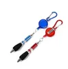 Party Favor Retractable Badge Reel Ballpoint Pen Belt Clip Key Chain with Carabiner Hook Portable Ball Pen Lanyard Pen