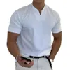 Männer T-Shirts Mann T-shirts Sommer V-ausschnitt Kurzarm Slim Tasche Oder Keine Tasche OL Arbeitskleidung T Tops Männlich ZC342 230519