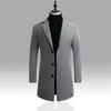 Men's Trench Coats Korean Style Men Coat Lapel Buttons Woolen Casual Overcoat Jackets Warm Long Outwear Spring Windbreaker