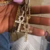 Colar cruzado de ankh de hip hop para jóias femininas jóias em aço inoxidável gelado pingente pingente por atacado de jóias de cor de ouro