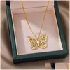 Pendant Necklaces Fashion Butterfly Pendants For Women 2023 Goth Charms Choker Stainless Steel Necklace Chains Jewelry Gift Drop Deli Dhq9I