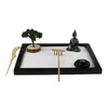 Decorações de jardim Mini Zen Sand Table Figuras de férias Rake Rocks Árvore Buda estátuas Presentes para o estresse Alívio Home Office 230518