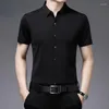 Heren-jurts shirts 2023 Zomer voor mannen kleding moerbei zijde korte mouwen shirt Solid Color Man Business Camisas