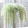 Dekorativa blommor 65 cm Lång konstgjorda hängande orkidéer växter Fake Silk Flower Vine 5 Färg för bröllop Bakgrund Party Decoration Supplies