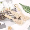 Keychains Cotton Thread Wrapped Bead Tassel Keychain for Women Key Holder Keyring Bag Charm Hanging Jewelry Gift