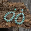 Hoop Earrings Yunjin Border Bohemian Retro Water Drop Hollow With Turquoise Packs For Women Hoops