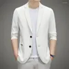 Costumes pour hommes Printemps Et Été De Luxe Hommes Blazer Veste 2023 Smart Casual Classique Slim Fit Costume Manteau Marque Vêtements Pour Hommes Kaki Blanc