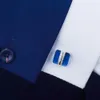 SAVOYSHI luxe bleu opale boutons de manchette pour hommes costume chemise haute qualité pierre boutons de manchette Logo personnalisé cadeau spécial marque bijoux