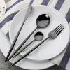 DHL nouveau 4 pièces/ensemble ensemble de couverts en or noir 18/10 vaisselle en acier inoxydable argenterie ensemble de couverts couteau à dîner fourchette cuillère M42