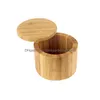 Other Kitchen Tools Bamboo Salt Storage Box With Magnetic Swivel Lid Permanently Engraved On Lids Herb Spice Seasoning Container Dro Dh2P0