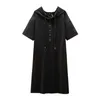Plus size Dresses 150Kg Size Women's Bust 157cm Summer Loose Short Sleeve Hooded Casual T-Shirt Dress Black Gray 5XL 6XL 7XL 8XL 9XL 230518