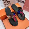 Slippers kurt geiger flip flops slippers women sandals stitching rainbow slipper fashion designer slides flat shoes eagle head diamond buckle plus size all match 44