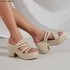 Slippers Platform Wedges 2023 Summer Exquisite Women Sandals Chunky High Heeled Espadrilles Slip-on Slipper Shoes Walking Comfy J230519