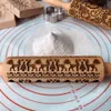 Baking Moulds Christmas Rolling Pins Rock Snowflake Elk Wooden Embossing Cookies Biscuit Fondant Cake Patterned Roller 355cm 230518