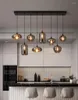 Pendant Lamps Nordic Creative Personality El Restaurant Bar Long Line Glass Lamp Simple Dining Table Cafe LED Chandelier Lights