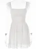 Vestidos casuales básicos Mozision elegante correa de encaje blanco mini vestido para mujer moda sin mangas sin respaldo suelto sexy vestido corto clubwear 230519