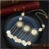 Pendant Necklaces Neovisson Turkish Round Flower Shape Coin Chain Gold Plated Women Necklace Arabic Jewelry Ethnic Drop Deli Dhkgd