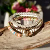 Strand 2023 Beach Style Golden Bracelet Mujer Perla Color Soft Pottery Pastoral Hand-beaded Fashion Jewelry Gift