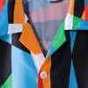 Heren trainingspakken Kleurrijke mannen sets revers shirt casual bedrukte shorts strand streetwear voor korte mouwen conjuntos masculino 230518