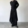 Pantalon homme jupe sans sexe japon Streetwear ample décontracté foncé noir Punk Kimono mâle Double couche à bretelles large jambe pantalon