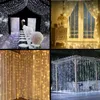 Strings 3x3M/3MX2M/3x1m LED STRING LICHT Venster Gordijn Fairy Lights Party Wedding Decoratielampen Zonne-/USB -batterij aangedreven Lightled