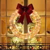 Dekorativa blommor Tänd julkrans med 400LT varm vit LED -metallbelysningsram täckt champagne glittrande paljetter
