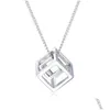 Colliers de pendentif Collier de cube creux en acier inoxydable pour hommes femme chaîne de liaison bijoux gouttes