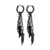 Boucles d'oreilles créoles 1X Punk plume croix pendentif gland balancent pour femmes hommes cercle boucle d'oreille en acier inoxydable boucle d'oreille gothique bijoux