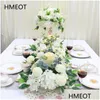 Faux Floral Greenery Anpassen Künstliche Weiße Rose Pfingstrose Blumenarrangement Tischdekoration Ball Party Bogen Dekor Rückseite Dhpxg