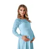 White Chiffon Maternity Dresses for Photo Shoot Long Hollow Out Maternity Photography Props Dresses for Pregnant Women