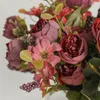 装飾的な花モダンシミュレーションローズフェイクシルクフラワーリアルなカラーファーストベッドルームホーム装飾偽の枝poの小道具