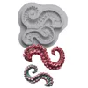 Cake Tools 3D Sea Octopus Tentacle Silicone Mold Fondant Gumpaste Chocolate Mold Border Diy Decoration Baking 230518