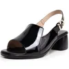 نساء صندل High Heel 2023 Summer Patent Leather Leather Ladies حجم كبير 41 42 أحذية منصة