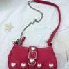 Waist Bags Xiuya Harajuku Vintage Female Shoulder Bag Rose Red Heart Japanese Goth Lolita Handbags Mobile Phone Pouch Purse 23519